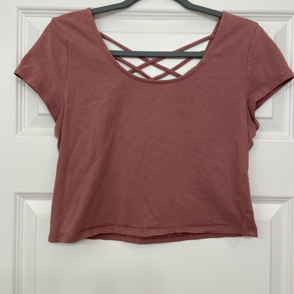 Charlotte Russe Mauve Crisscross Crop Top